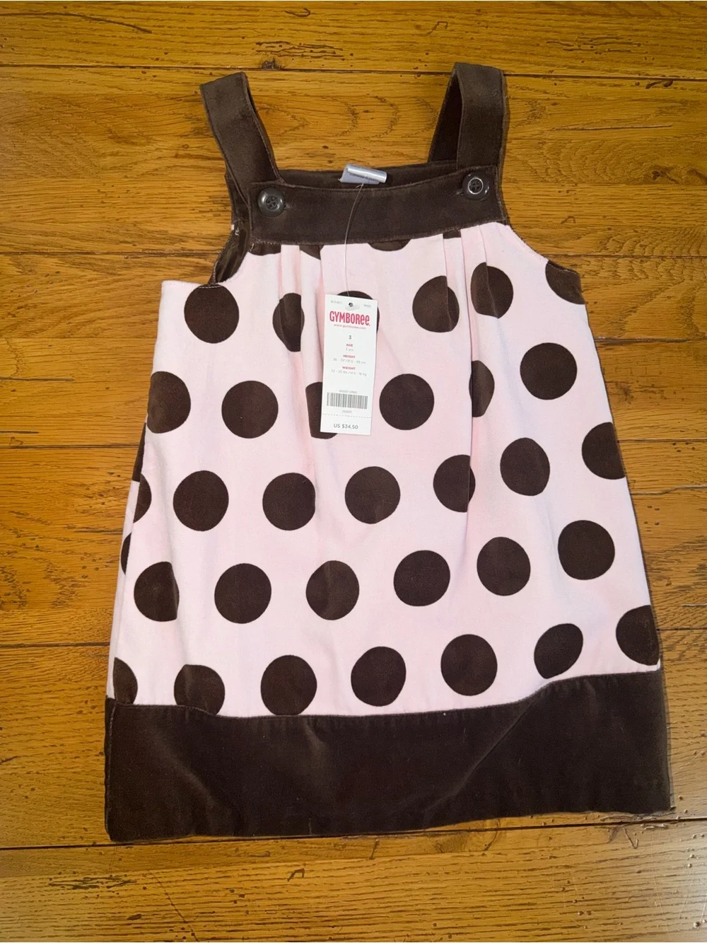Vintage New Gymboree Dress Sweeter Than Chocolate 3T NWT Pink w/ Brown Dots